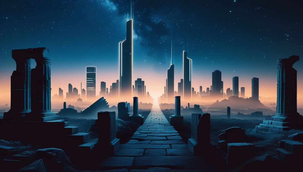 a modern image that symbolises how the history and time shape the our future